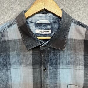 Tommy Bahama Men's Button Up Shirt Azul Ombre Check Plaid Blue Allure‎ Size XXL